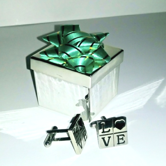 NEW Cufflinks: "L❤VE" - Makes the World Go 'Round! Stainless Steel. w/Gift Box. - Picture 4 of 4